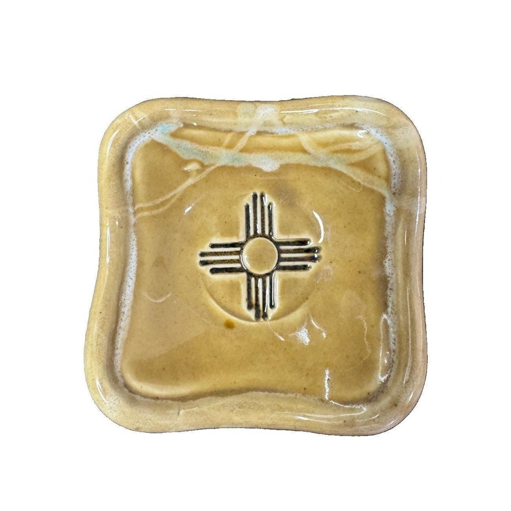 VTG Pretty Pottery Albuquerque NM Trinket Pair Zia Sun/Kokopelli USA Stamped PP - Picture 9 of 15